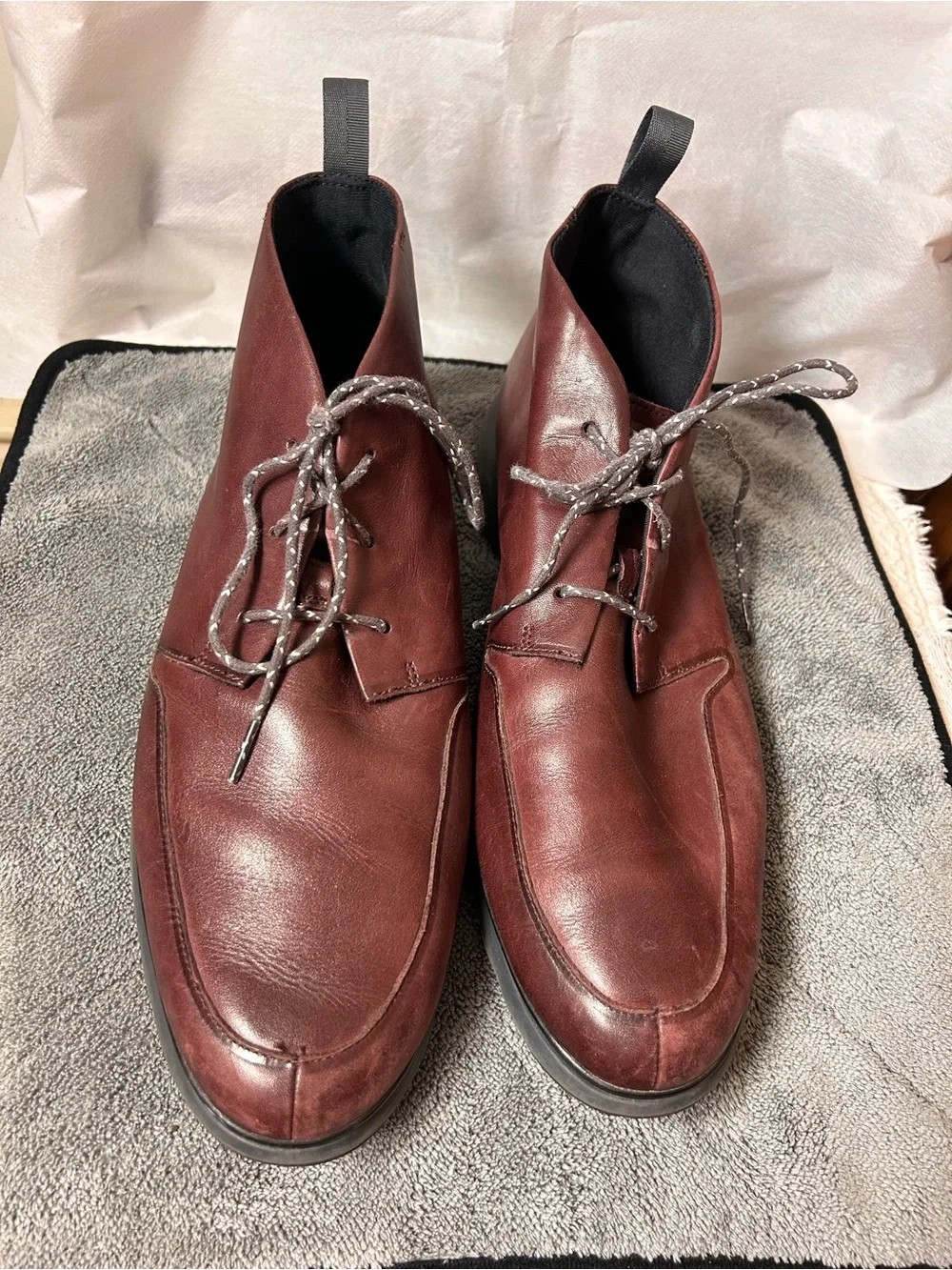 Cole Haan Men's Burgundy Leather Lace-Up Boots